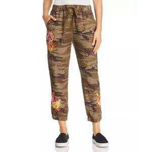 Johnny Was Vella cropped Camo-Print Floral Embroidered Ankle Pants S